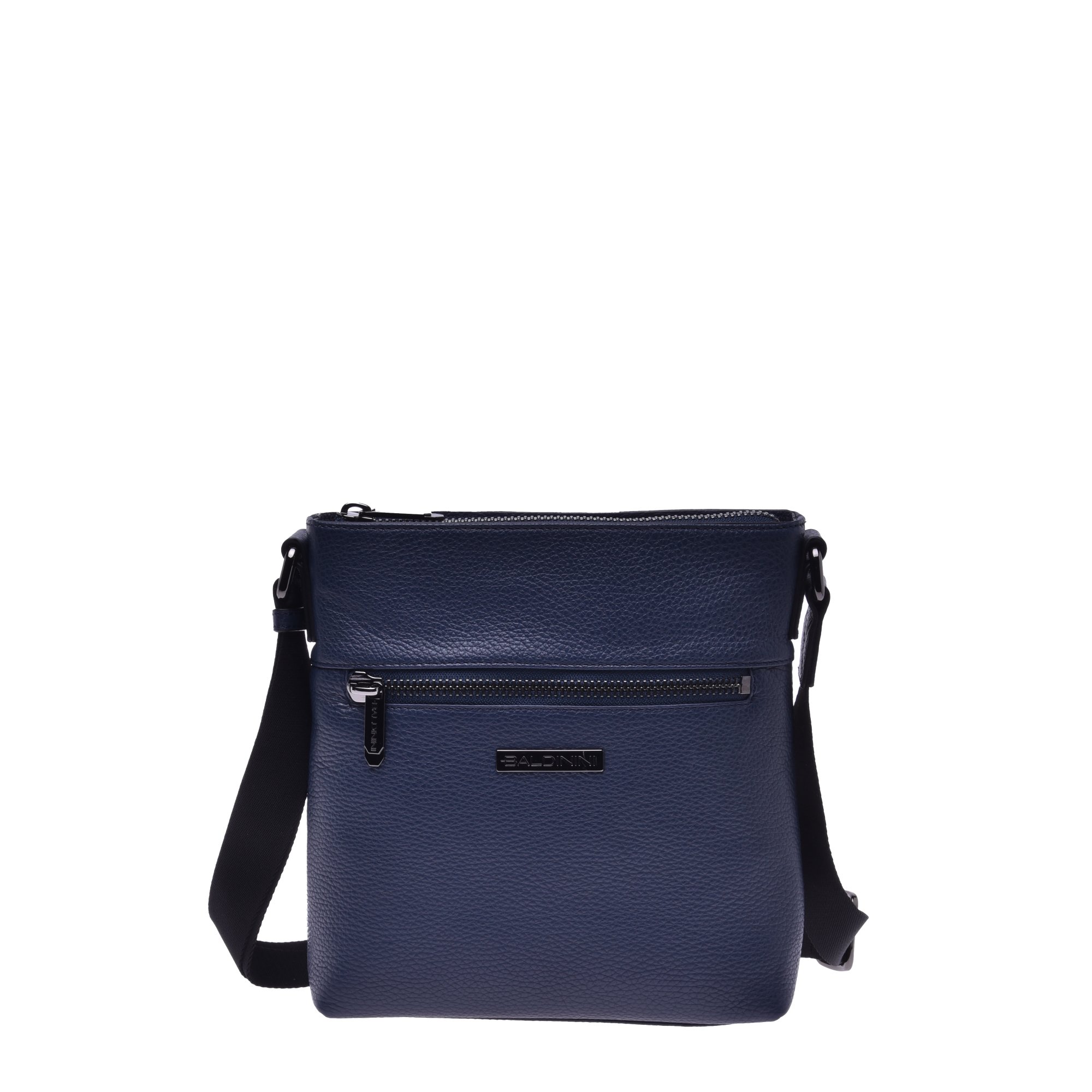 Shoulder bag in dark blue tumbled leather image
