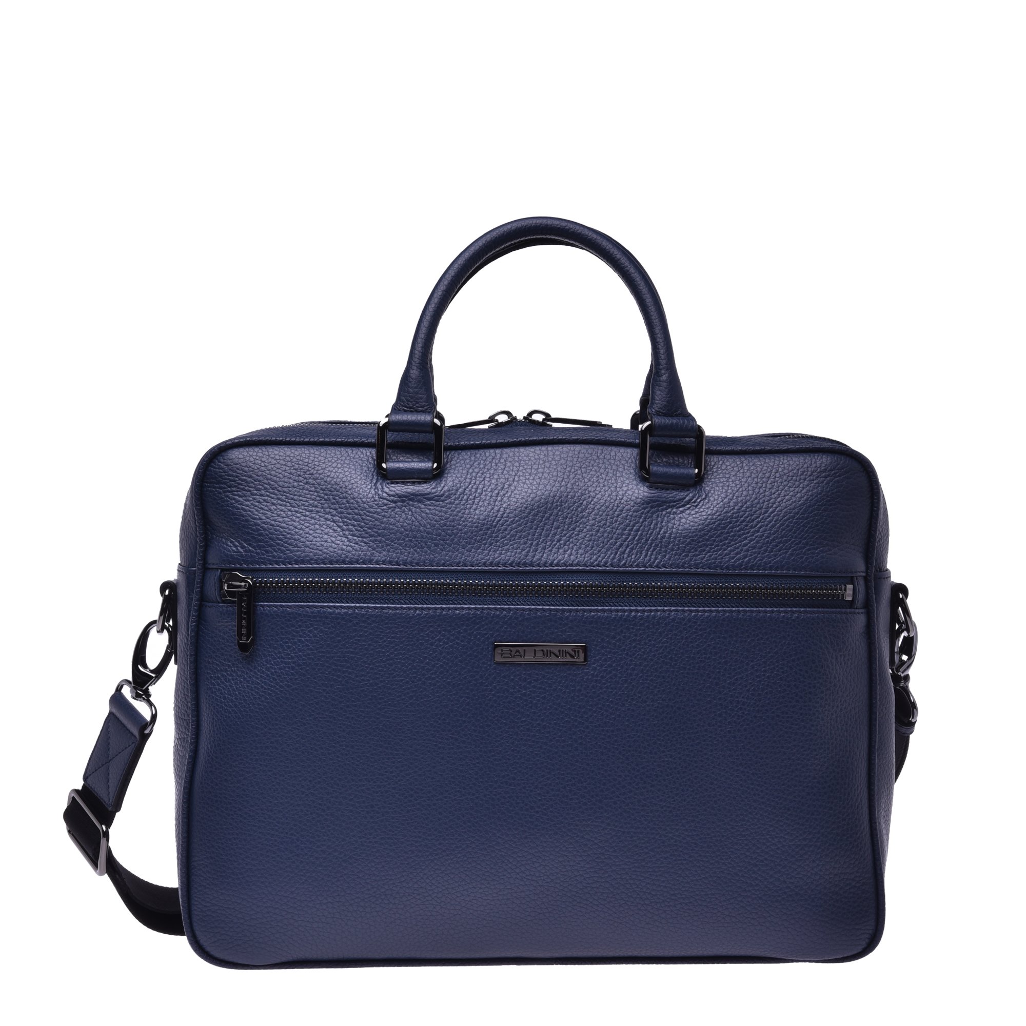 Shoulder bag in dark blue tumbled leather image