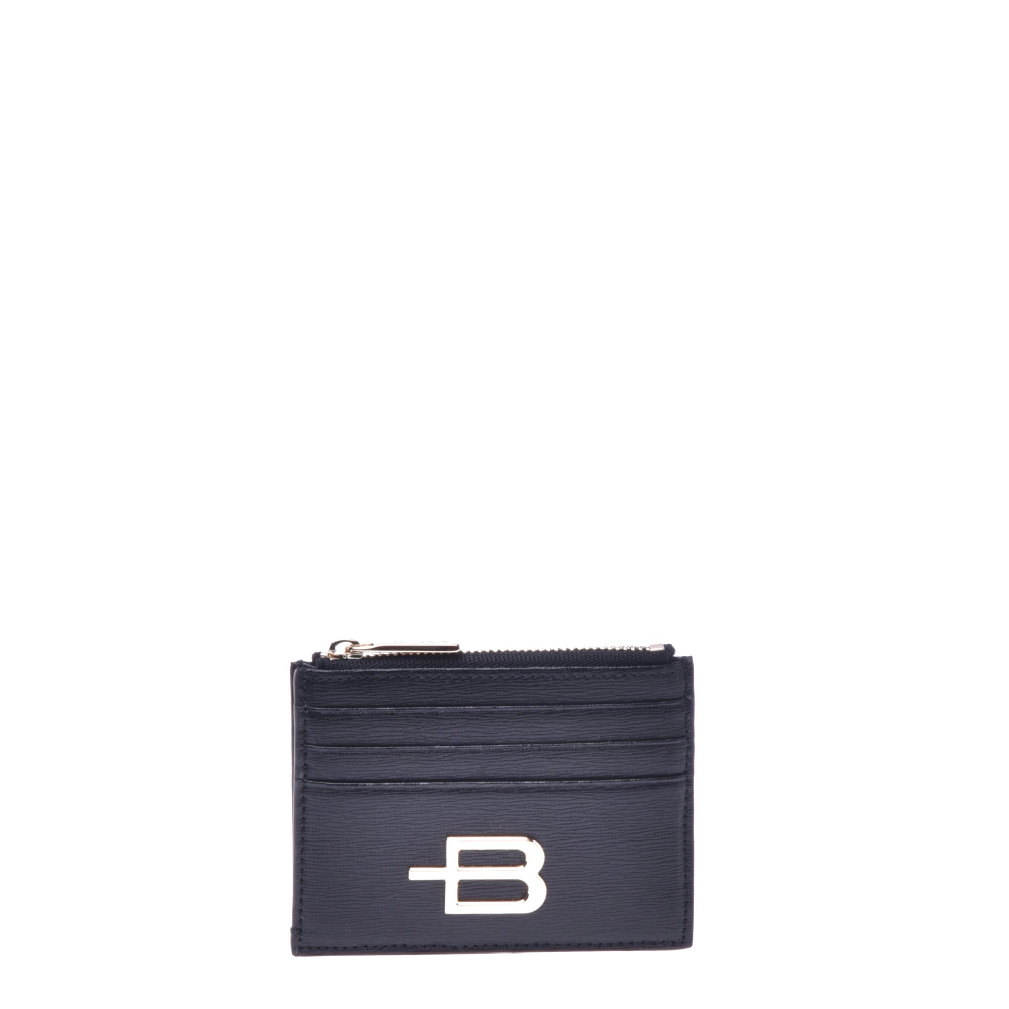Black saffiano card holder with zip image
