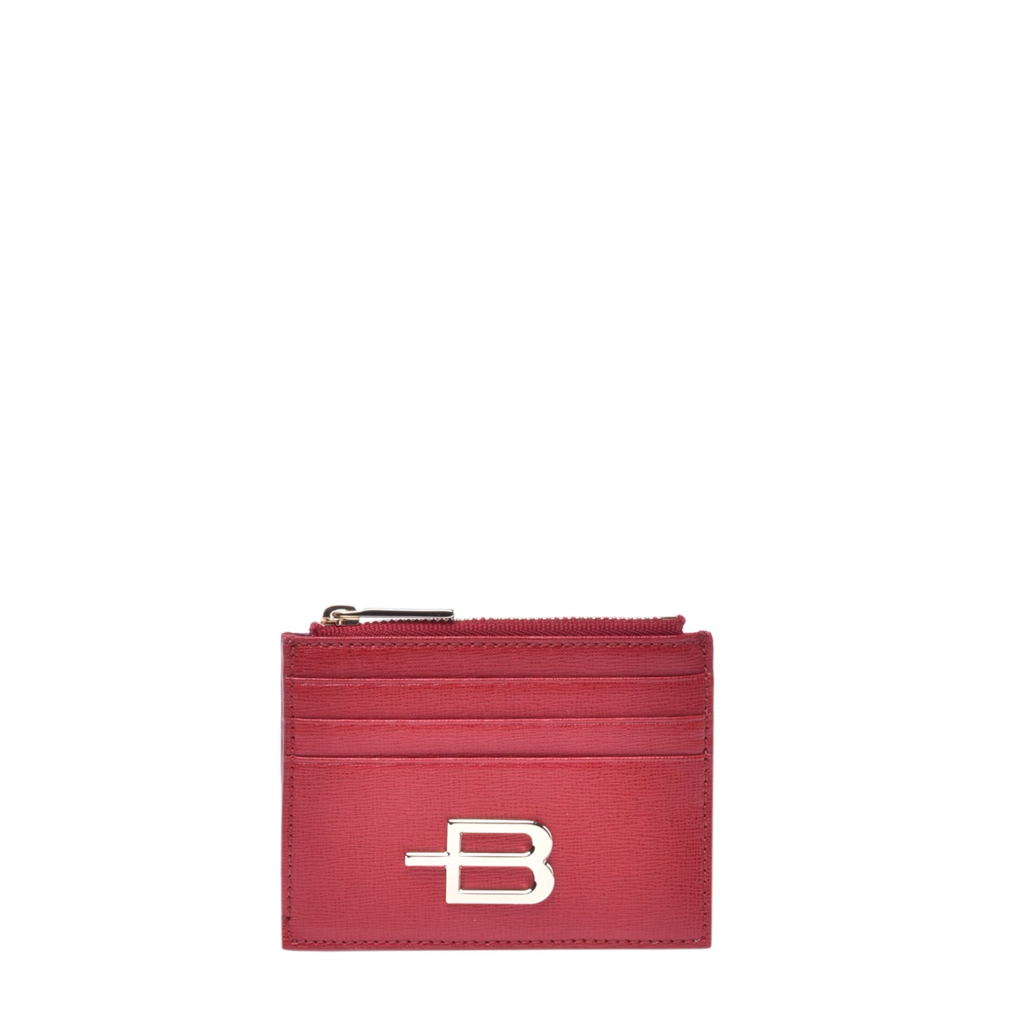 Red saffiano card holder with zip image