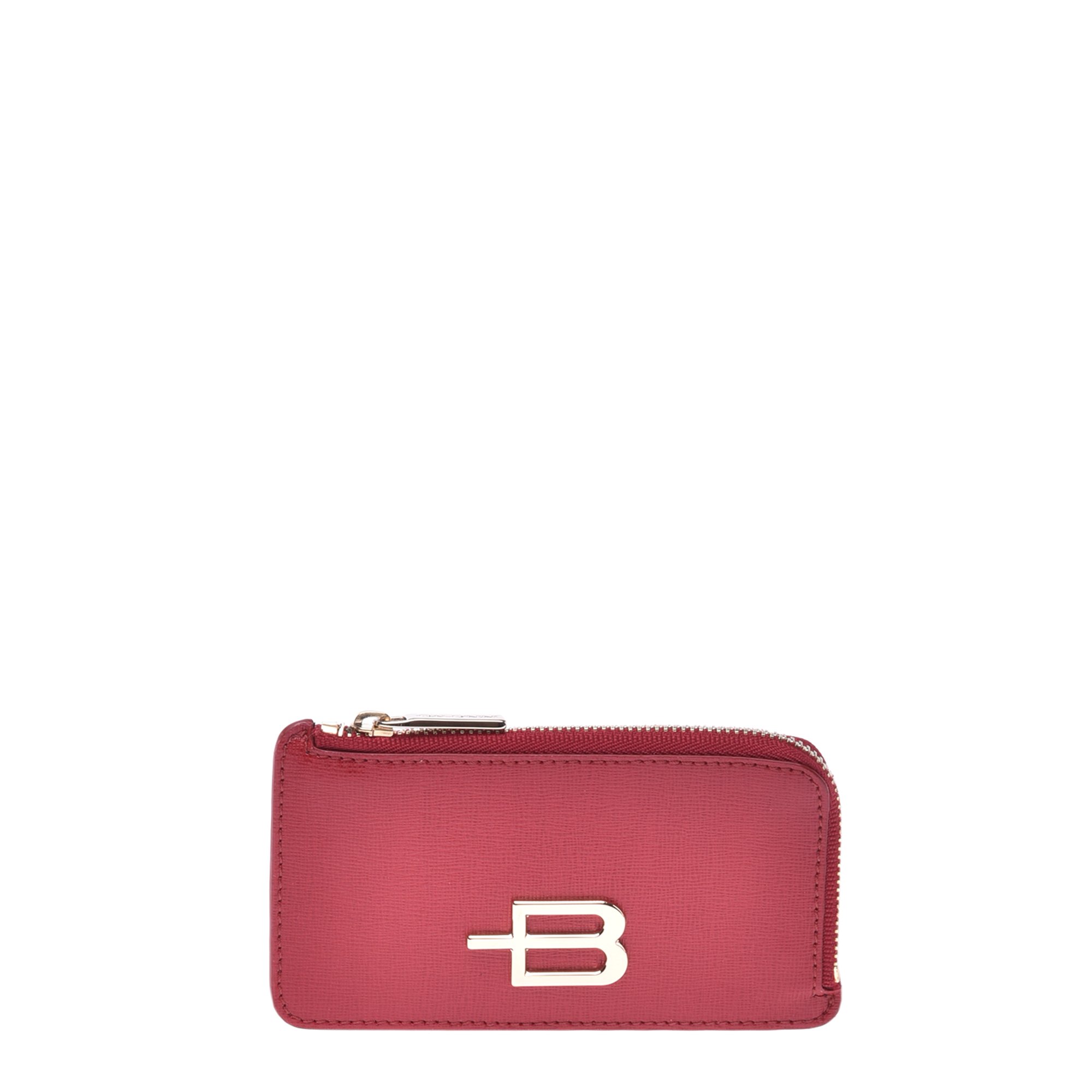 Card holder with zip in red saffiano image