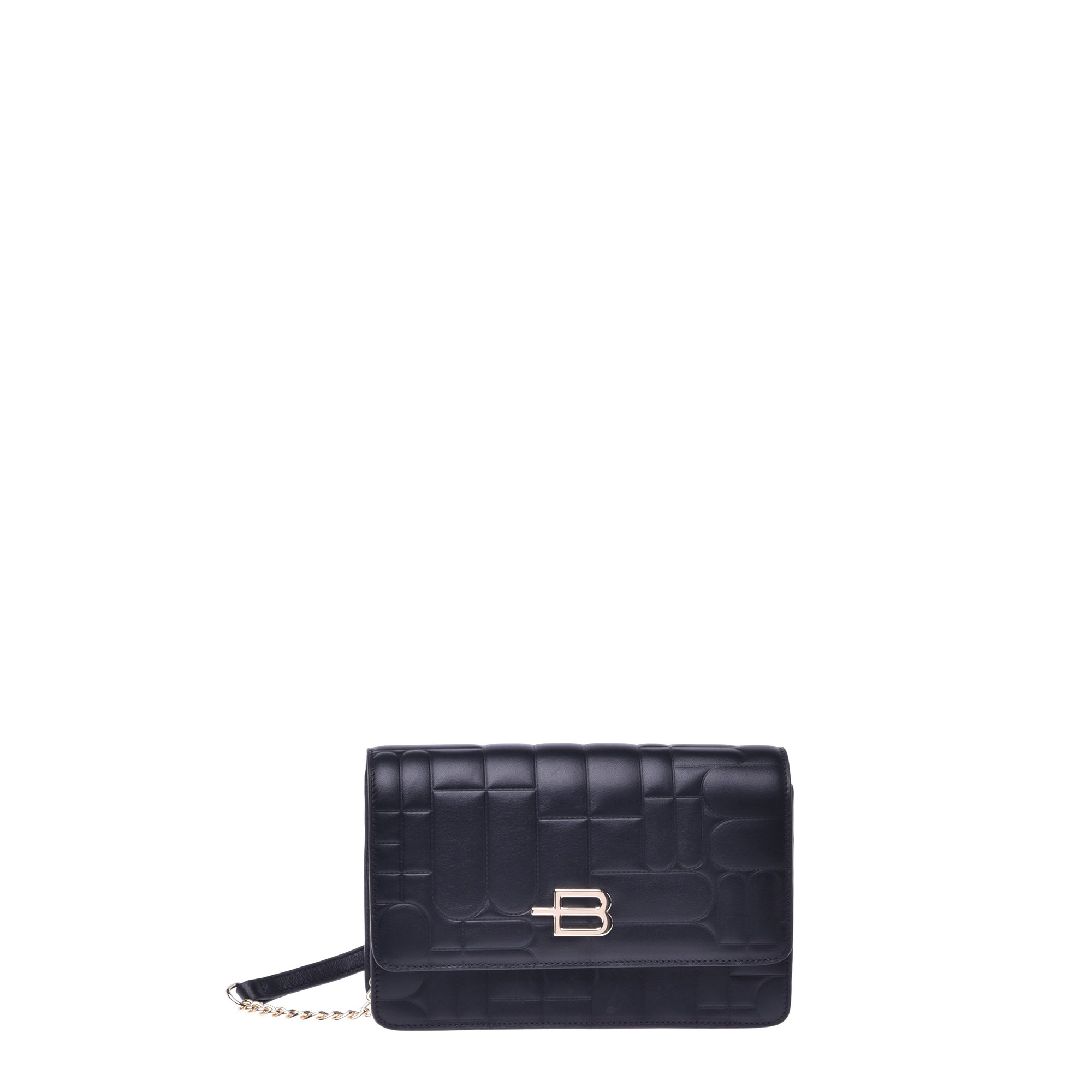 Black quilted leather monogram wallet with crossbody strap image