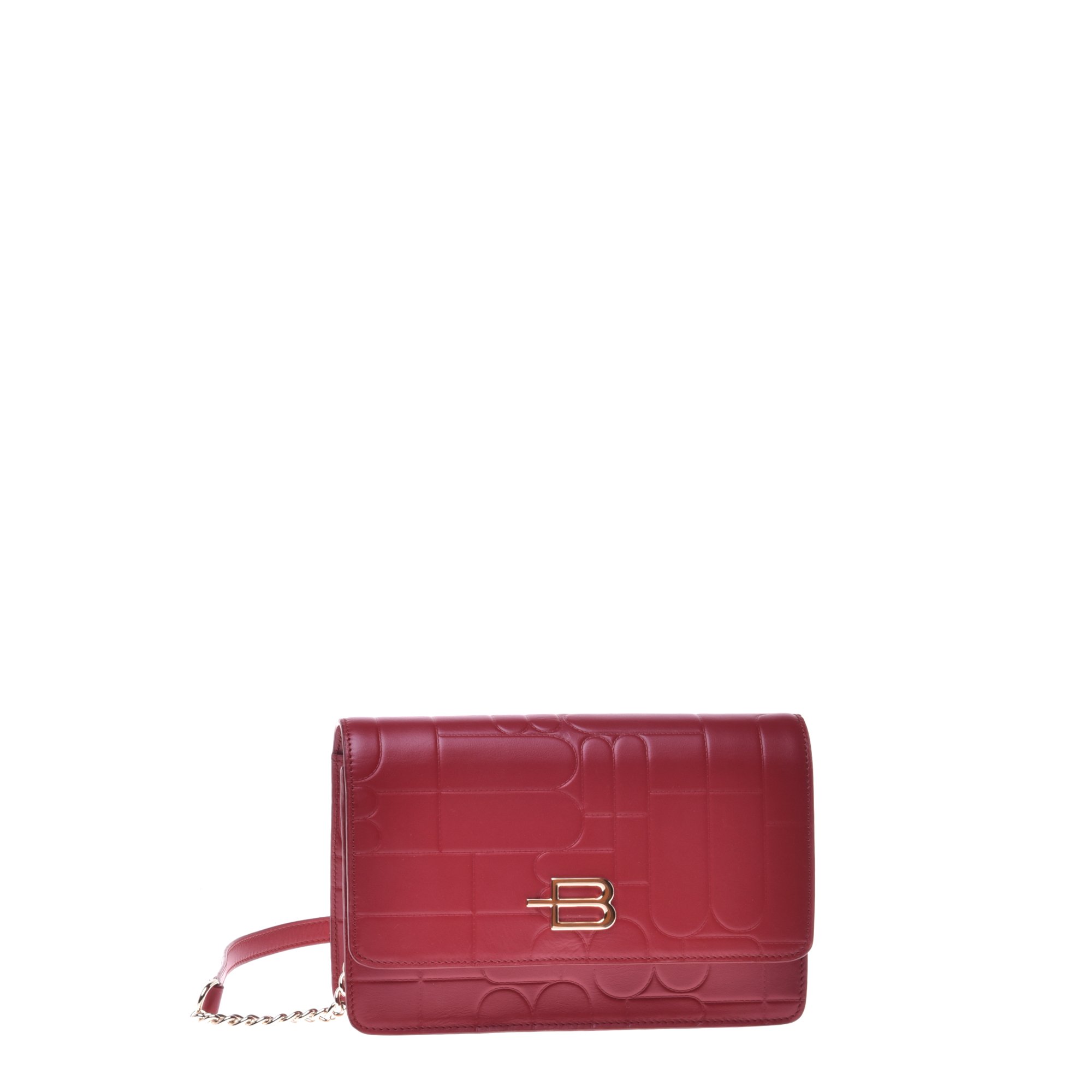 Red leather wallet with crossbody strap image