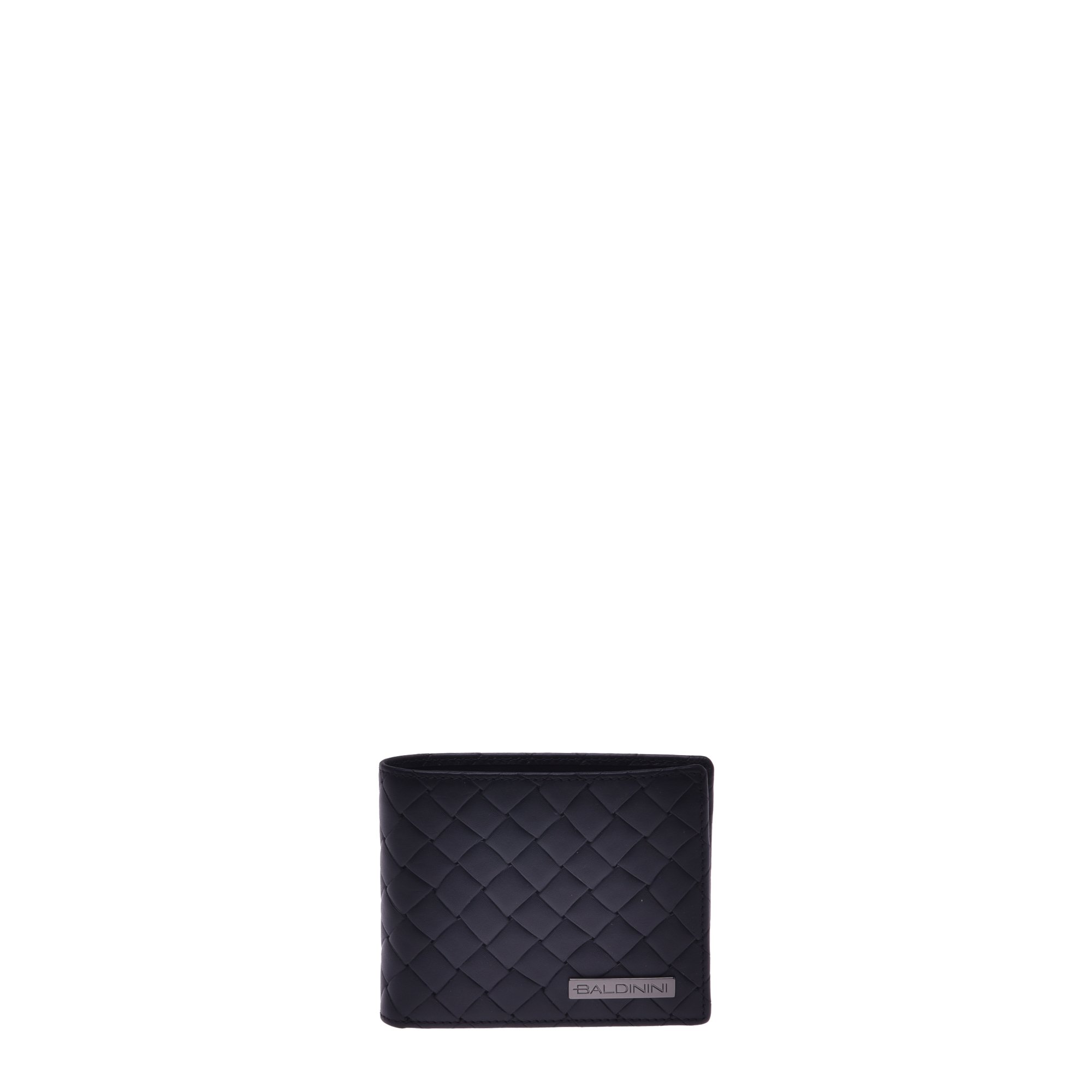 Wallet in black woven print leather image