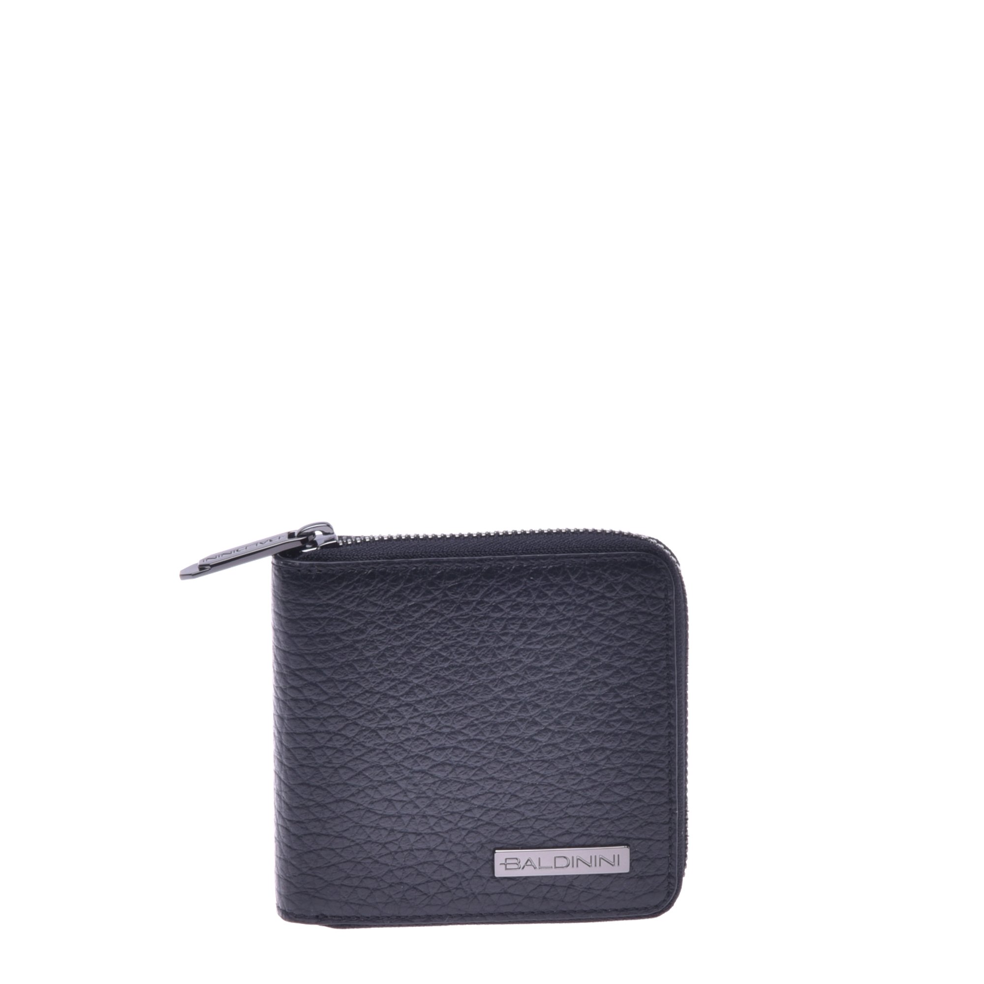 Black tumbled leather wallet with zip image